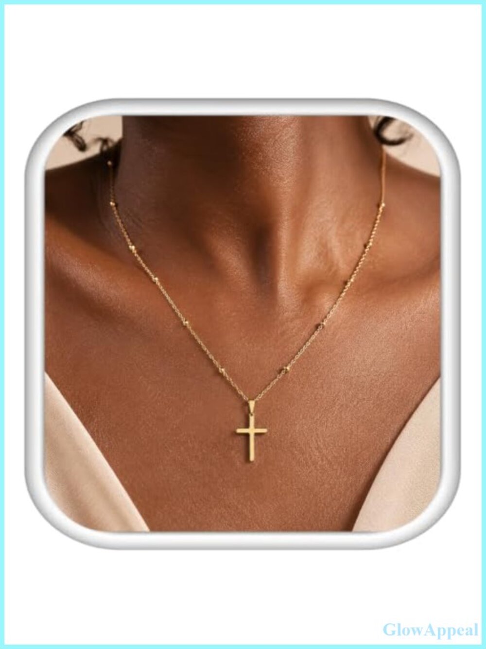 Dainty Cross Pendant Necklace 14k Gold Plated Stainless Steel
